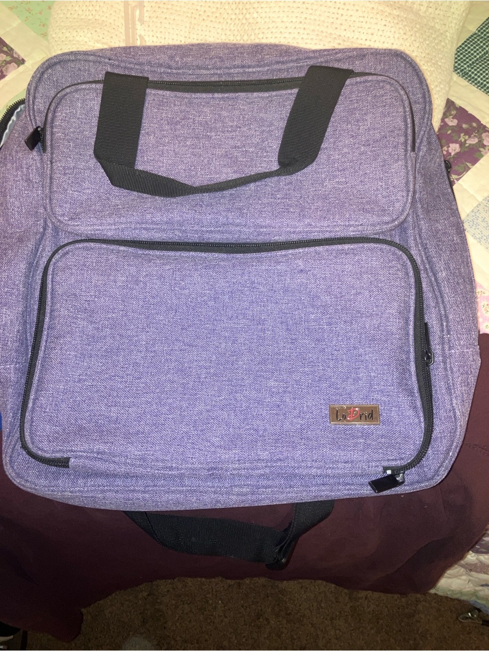 LaDrid cosmetic case ,14”x 13”x3” , purple , like new